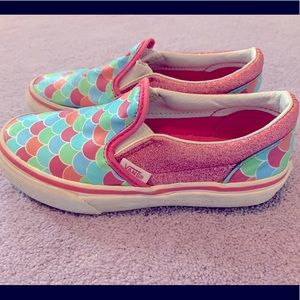 Vans Pink Glitter and Mermaid Girls Shoes Size 1